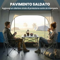 Outsunny Tenda da Campeggio per 4 Persone con 2 Stanze e Veranda, Impermeabile e UPF 30+, Borsa di Trasporto, Blu(m-6)
