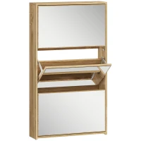 HOMCOM Sapateira Estreita com Espelho para 9 Pares de Sapatos para Corredor Espaços Reduzidos 65x17x114,5 cm Madeira(m-1)