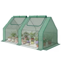 Outsunny Estufa Pequena Estufa de Exterior com Proteção Dupla Janelas Estufa para Cultivos de Plantas e Flores 180x90x90 cm Verde(m-11)