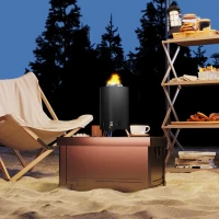 Outsunny Smokeless Fire Pit, 16 x 16 cm Stainless Steel Portable Wood Burning Firepit with Poker, Wood or Pellet Fuelled Tabletop Fire Pit for Garden Camping Bonfire Party, Black(m-10)