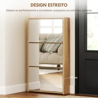 HOMCOM Sapateira Estreita com Espelho para 9 Pares de Sapatos para Corredor Espaços Reduzidos 65x17x114,5 cm Madeira(m-6)