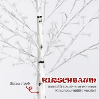 HOMCOM Kunstbaum, Kunst Kirschblütenbaum, mit 120 LEDs, 3 Helligkeitsstufen, warmweiß, realistische Rinde, 21 x 21 x 150 cm(m-5)