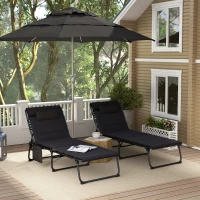 Outsunny Set of Two Reclining Sun Loungers - Black(m-10)
