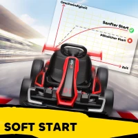 HOMCOM Go-Kart voor Kinderen, Elektrisch Kart met Toeter en Muziekfunctie, Verstelbare Stoel, tot 12 km/u, Kunststof, Metaal, Rood(m-8)