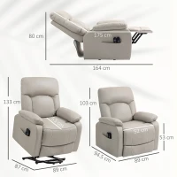 HOMCOM Poltrona elevatória elétrica, poltrona relax elétrica com função de massagem e aquecimento, 89 x 94,5 x 103 cm, cinza(m-3)