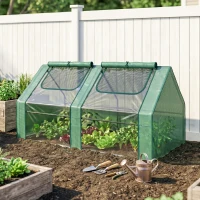 Outsunny Estufa Pequena Estufa de Exterior com Proteção Dupla Janelas Estufa para Cultivos de Plantas e Flores 180x90x90 cm Verde(m-2)