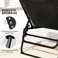 Outsunny 2er set opvouwbare ligstoel tuinligstoel met hoofdkussen 5‑voudig verstelbare rugleuning zijvak zwart(m-7)