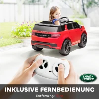 AIYAPLAY Kinderauto 12V Land Rover Discovery Sport met 2,4G afstandsbediening, muziek, claxon, elektrisch voertuig met LED-verlichting, USB/MP3-aansluiting, 3-5 km/u, voor kinderen van 3-6 jaar, rood(m-7)