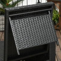 Outsunny 5PC PE Rattan Sun Lounger, Outdoor Wicker 5-level Adjustable Recliner Sofa Bed with Storage Side Table and Footstools, for Patio, Garden, Poolside, Black(m-8)
