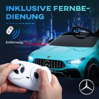 AIYAPLAY Kinder-elektrische auto, bestuurbaar met afstandsbediening, met transportrollen, LED-lichten, claxon, voor kinderen van 3-6 jaar, lichtblauw(m-8)