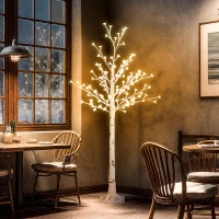 HOMCOM Kunst-kersenbloesemboom met 120 LED's, 3 dimniveaus, warmwit, realistische schors, 21 x 21 x 150 cm(m-11)