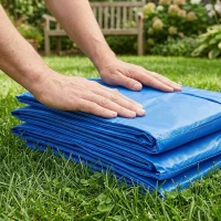 HOMCOM Copertura Imbottita Bordo Trampolino, Protezione per Tappeto Elastico Giaridno in Plastica, Ø366cm, Nessun Foro per Palo, Blu(m-9)