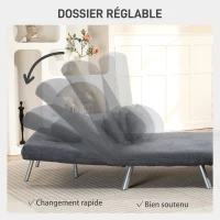 HOMCOM Fauteuil convertible 1 place, fauteuil-lit clic-clac 3 en 1 avec dossier réglable, oreiller, assise large, gris foncé(m-5)