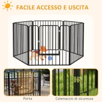 PawHut Recinto per Cani a 6 Pannelli Modulabili da Interno ed Esterno, in Acciaio, 164x83x80 cm, Nero(m-7)