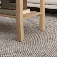 HOMCOM Table basse de salon, table d'appoint rectangulaire à 2 niveaux avec étagère de rangement, 90x45x44,5cm, bois naturel(m-9)