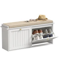 HOMCOM Bancă pantofar, mobilier pentru hol, pernuță tapițată, 2 sertare basculante, 8-10 perechi de pantofi(m-7)