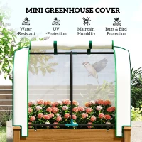 Outsunny Raised Garden Bed Outdoor Elevated Wood Planter Box w/ PE Cover, Natural(m-4)