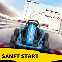AIYAPLAY 24V Elektrische go-kart om te rijden en te driften, nylonbanden, veiligheidsgordel, toeter, muziek voor 8-12 jaar Blauw(m-6)