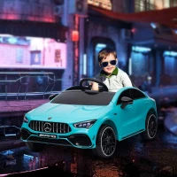 AIYAPLAY Kinder-elektrische auto, bestuurbaar met afstandsbediening, met transportrollen, LED-lichten, claxon, voor kinderen van 3-6 jaar, lichtblauw(m-2)