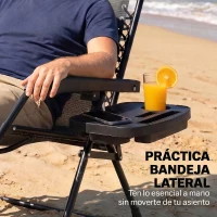 Outsunny Silla de Gravedad Cero Tumbona Plegable y Reclinable Ajustable con Reposabrazos Reposacabezas Portavasos Gris Claro(m-9)