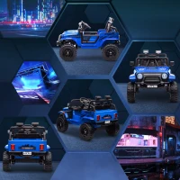 AIYAPLAY Elektrische kinderauto met zachte vering, bestuurbaar op afstand, LED-lampen, claxon, 12V-motoren, van kunststof en metaal, blauw(m-9)