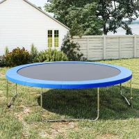 HOMCOM Copertura Imbottita Bordo Trampolino, Protezione per Tappeto Elastico Giaridno in Plastica, Ø366cm, Nessun Foro per Palo, Blu(m-7)