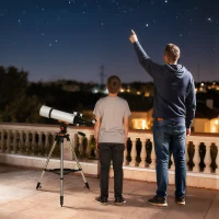 Outsunny Telescop Astronomic 80mm cu Montură AZ, 2 Lentile Oculare și Adaptor pentru Smartphone, 92x92x130 cm, Alb și Negru(m-10)
