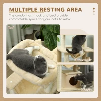 PawHut Cat Tree, 90cm Cat Tower with Sisal Scratching Posts, Cat Condo, Hammock, Top Perch and 2 Hanging Toys for Cats, Beige(m-5)