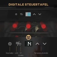 HOMCOM Wijnkoelkast, Stil, 5-18°C, Touchscreen, Verlichting, 34,5x45x78cm, Zwart(m-7)