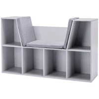 HOMCOM 2-in-1 Kinderrek en Bankje met Kussen 103 x 30 x 62 cm, Grijs en Wit(m-10)