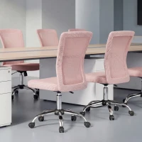 Vinsetto Sedia da Ufficio Ergonomica Girevole Senza Braccioli in Tessuto Traspirante a Rete, Altezza Regolabile, Rosa(m-9)