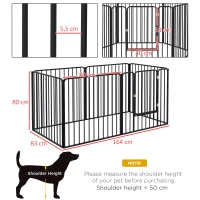 PawHut Recinto per Cani a 6 Pannelli Modulabili da Interno ed Esterno, in Acciaio, 164x83x80 cm, Nero(m-3)