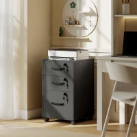 HOMCOM Gaveteiro de Escritório Móvel com 3 Gavetas Trancáveis Gaveteiro com Rodízios 40x40x69,5 cm Preto(m-6)
