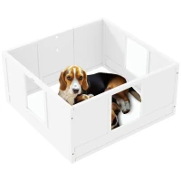 PawHut Werpkist voor Puppy’s, Puppyren met Verstelbare Deur, Hondenren met Antislip Voetjes, Werpkist voor middelgrote honden, 100x96x48 cm, Wit(m-11)