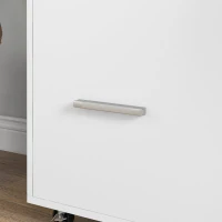 HOMCOM Móvel Arquivo Lateral com Rodízios e Prateleira Aberta, Ampla Gaveta, Barra Ajustável Branco(m-5)