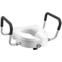 HOMCOM Înălțător WC pentru Vârstnici din HDPE cu Mânere Antialunecare, Lățime Reglabilă, Capacitate 136 kg, Alb(m-1)