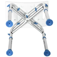 HOMCOM Banco de duche cadeira de duche - assento acolchoado e ajustável, patins de ventosa antiderrapantes, em alumínio azul(m-7)