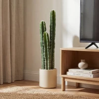 HOMCOM Kunstpflanze Kaktus Pflanzen groß 95 cm mit Topf wie echt für Zuhause, Büro, Grün(m-10)