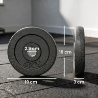 SPORTNOW Weight Plates Set, 1"/2.5cm Weight Disc Pair, 4 x 5kg Metal Dumbbell/Barbell Plates for Home Gym(m-3)