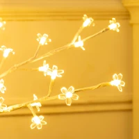 HOMCOM Árvore Cerejeira com 120 Luzes LED IP44 Banco Quente com Luz Ajustável em 3 Modos 21x21x150 cm Branco(m-9)