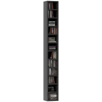 HOMCOM Rangements pour CD et DVD avec 12 compartiments, capacité max. 204 CD, 21 x 20 x 175 cm, noir(m-12)