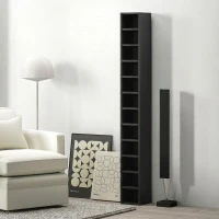 HOMCOM Rangements pour CD et DVD avec 12 compartiments, capacité max. 204 CD, 21 x 20 x 175 cm, noir(m-2)