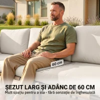 Outsunny Set Grădină, 5 Piese, Rattan Modular în L cu Perne, Culoare Bej(m-5)