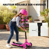 AIYAPLAY Trottinette électrique pour enfants 6+ ans, pliable 3 roues démarrage zéro, vitesse maximale 8 km/h 64 x 29 x 83 cm rose(m-6)