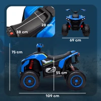 AIYAPLAY Elektroquad voor kinderen, 3-6 km/u, LED-koplamp, muziek, USB, voor 3-8 jaar, Blauw(m-3)