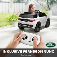 AIYAPLAY Elektrische Kinderauto 12V Land Rover Discovery Sport met 2,4G Afstandsbediening, Muziek, Claxon, LED Verlichting, USB/MP3 aansluiting, 3-5 km/u, voor Kinderen 3-6 Jaar, Wit(m-7)