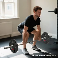 SPORTNOW Set de Discos 20 kg con Orificio de 5 cm y 3 Agarres, Acero con Revestimiento de Plástico, Negro(m-4)
