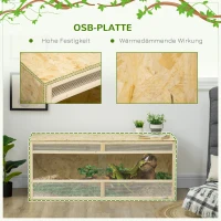 PawHut Terrarium voor Reptielen/Amfibieën, met Glazen Schuifdeuren, Ventilatiegrill, 120x50x50cm(m-5)