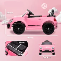 AIYAPLAY Elektrische kinderauto, VW Käfer, 3-5 km/u, met afstandsbediening & muziek, Roze(m-3)