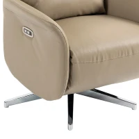 HOMCOM Power Recliner Chair, Swivel Electric Reclining Chair with Type C+USB, Recliner Armchair with Footrest, Brown(m-13)